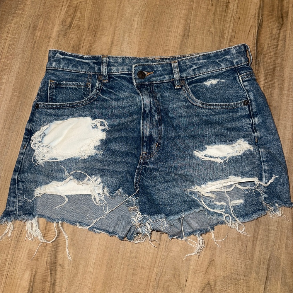 Distressed Denim Mini Skirt